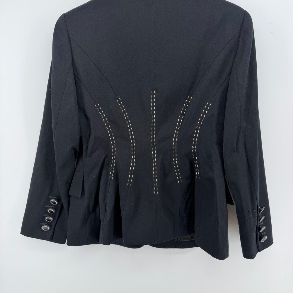 VTG Lolita Lempicka Paris Black Contrast Pick Stitch Tailored Blazer Jacket - Picture 8 of 8
